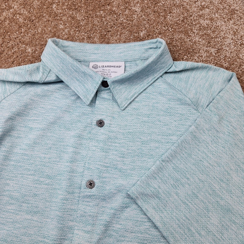 Lizardhead Mens 2XL Mint Green Space Dye Performance Short Sleeve Button Down